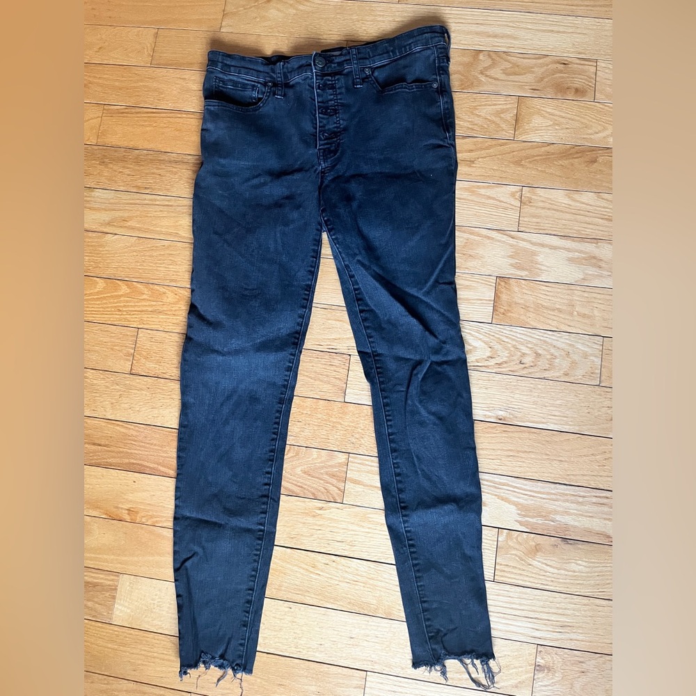 Madewell Skinny Jeans Black Raw Hem Size 31